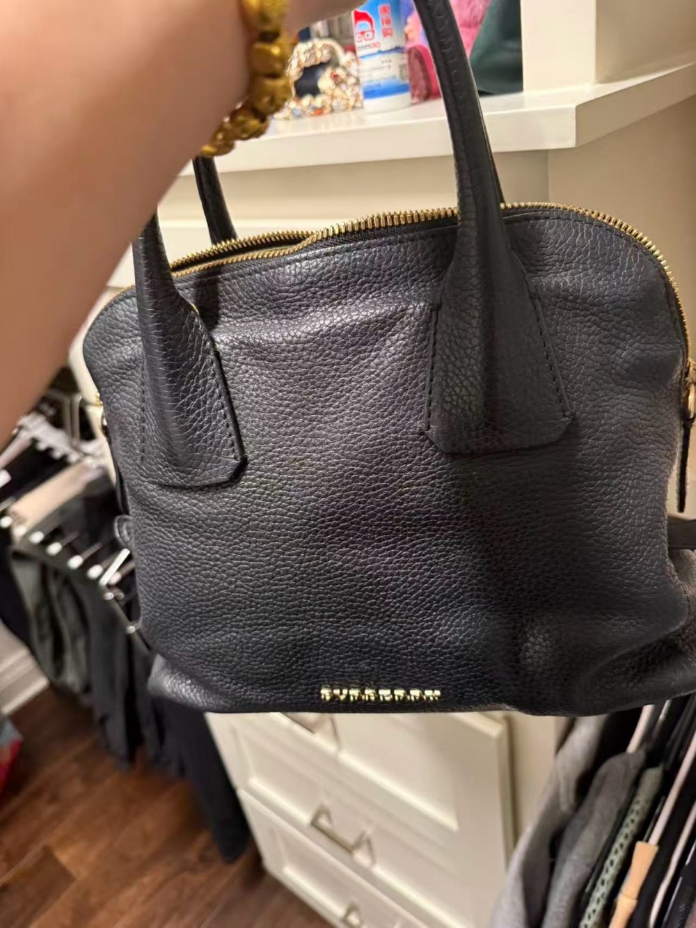 Burberry Black Leather Satchel Handbag -